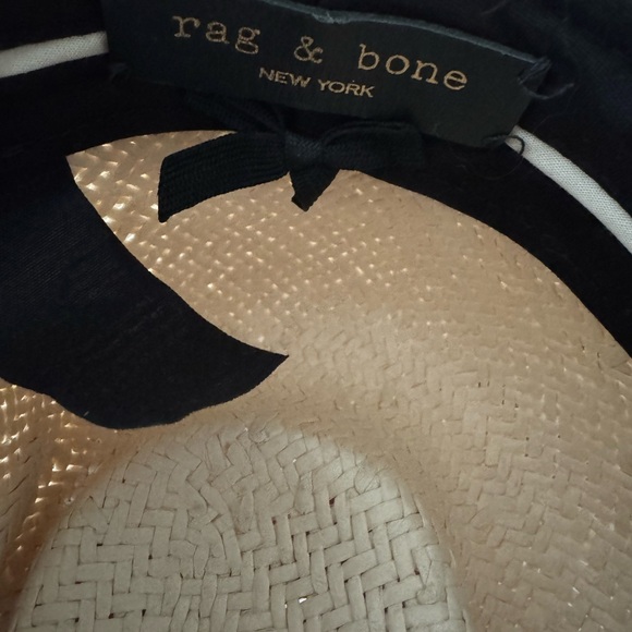 Rag & Bone Cream Straw Hat with Black Ribbon - Picture 2 of 2